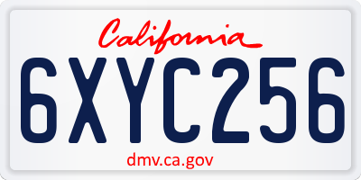 CA license plate 6XYC256