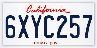 CA license plate 6XYC257