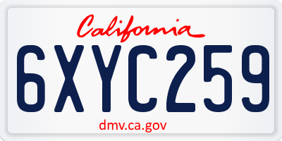 CA license plate 6XYC259