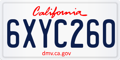CA license plate 6XYC260