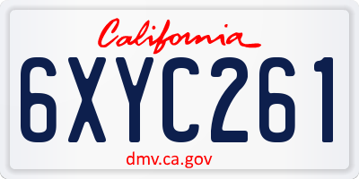 CA license plate 6XYC261