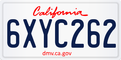 CA license plate 6XYC262
