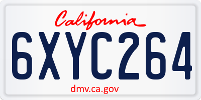 CA license plate 6XYC264