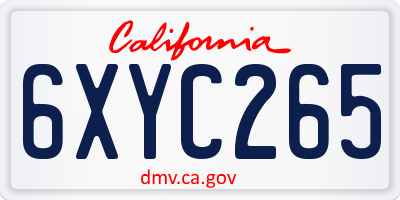 CA license plate 6XYC265