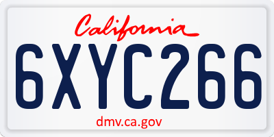 CA license plate 6XYC266