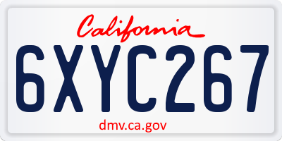 CA license plate 6XYC267