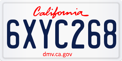 CA license plate 6XYC268