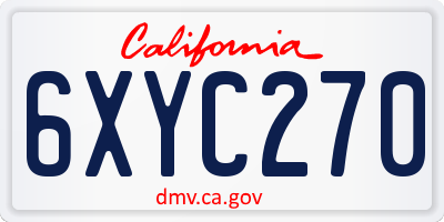 CA license plate 6XYC270