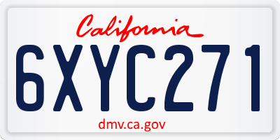 CA license plate 6XYC271