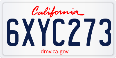 CA license plate 6XYC273