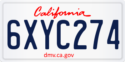 CA license plate 6XYC274