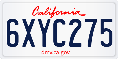 CA license plate 6XYC275
