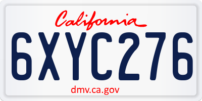 CA license plate 6XYC276