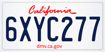 CA license plate 6XYC277