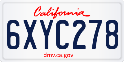 CA license plate 6XYC278