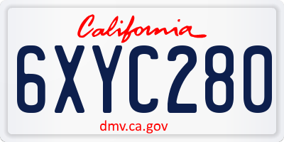CA license plate 6XYC280