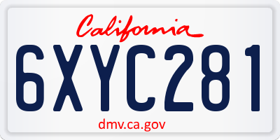 CA license plate 6XYC281