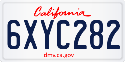 CA license plate 6XYC282