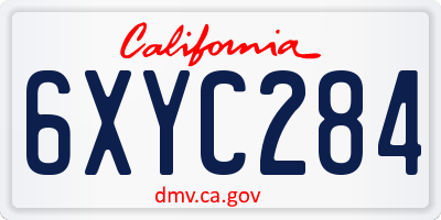 CA license plate 6XYC284