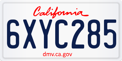 CA license plate 6XYC285