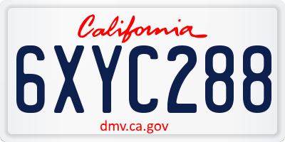 CA license plate 6XYC288