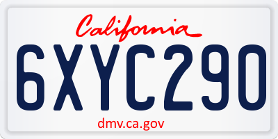 CA license plate 6XYC290