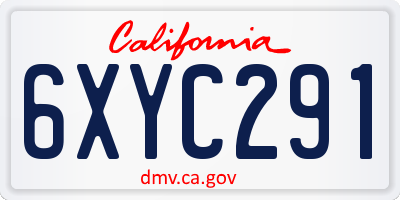 CA license plate 6XYC291