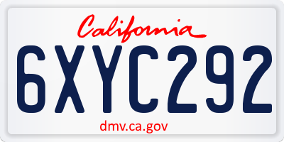CA license plate 6XYC292