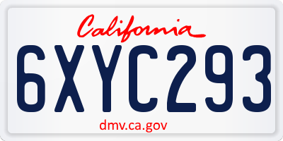 CA license plate 6XYC293