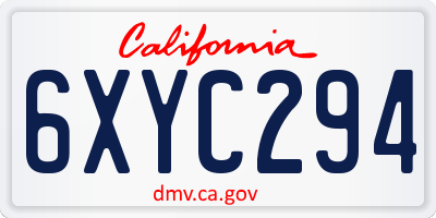 CA license plate 6XYC294