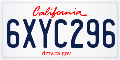 CA license plate 6XYC296