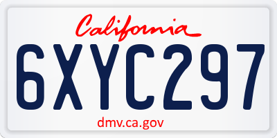 CA license plate 6XYC297