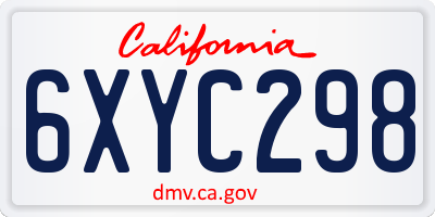 CA license plate 6XYC298