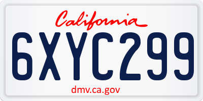 CA license plate 6XYC299