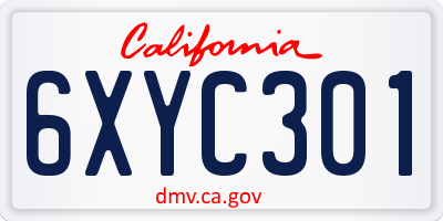 CA license plate 6XYC301