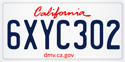 CA license plate 6XYC302
