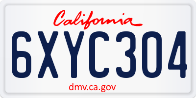 CA license plate 6XYC304