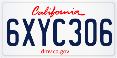 CA license plate 6XYC306