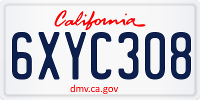 CA license plate 6XYC308