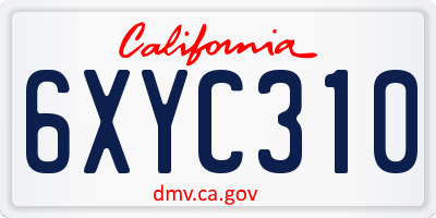 CA license plate 6XYC310