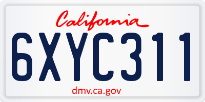 CA license plate 6XYC311