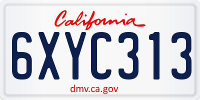 CA license plate 6XYC313