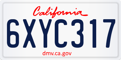 CA license plate 6XYC317