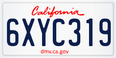 CA license plate 6XYC319
