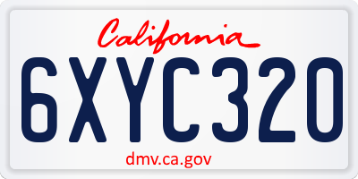 CA license plate 6XYC320