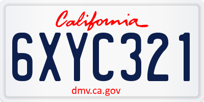 CA license plate 6XYC321