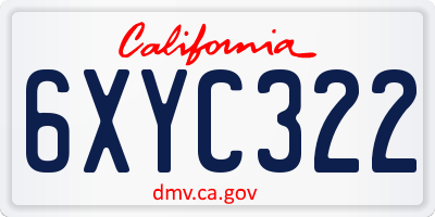 CA license plate 6XYC322
