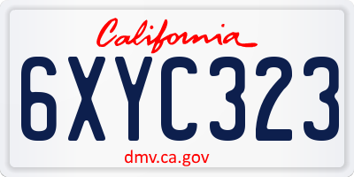 CA license plate 6XYC323