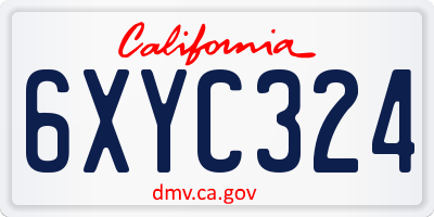 CA license plate 6XYC324