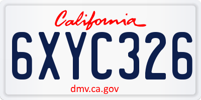 CA license plate 6XYC326